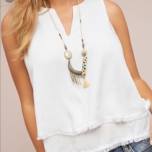 Cloth & stone white double layer tank raw edge S